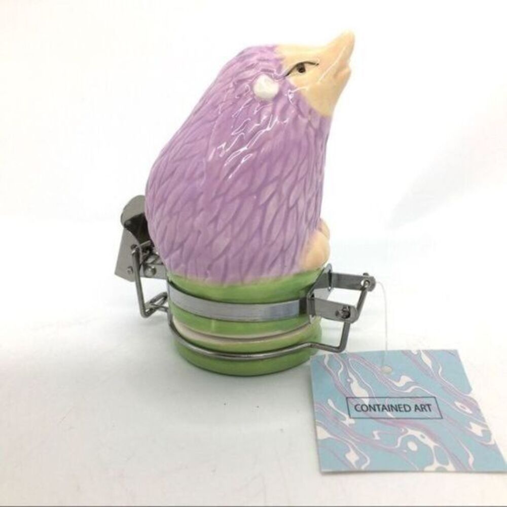 Contained Art Purple Hedgehog Airtight Canister New